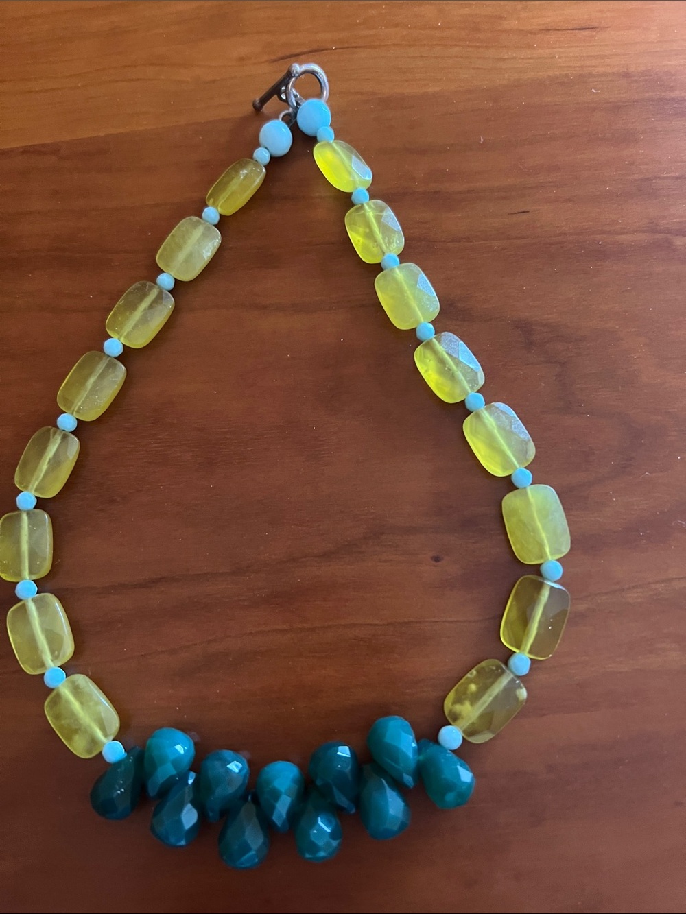 Yellow and Teal Beaded Statement Necklace - Women Jewelry